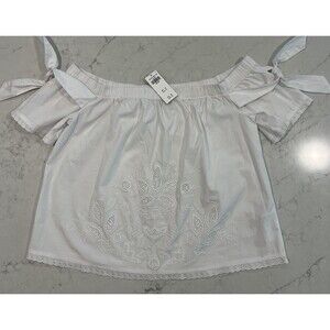 Abercrombie & Fitch NEW Womens Top Sz M White Off Shoulder Short Sleeve Eyelet